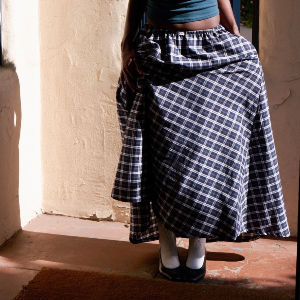 RatBoi Navy Plaid Maxi Skirt - Classic Casual